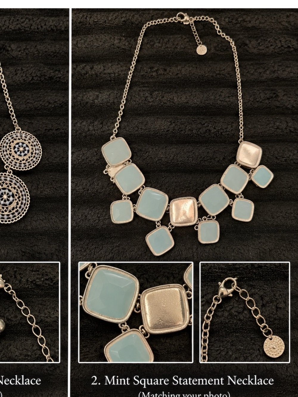 Blue Square Statement Necklace - Brand:
